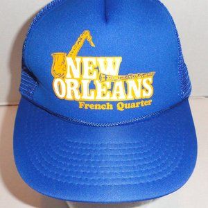 New Orleans French Quarter Vintage Mesh Snapback Adjustable Trucker Hat - Blue